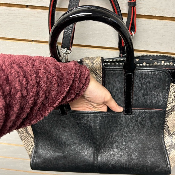 Black and Snake Print Leather Tote Bag & Matching Wallet - Picture 10 of 14